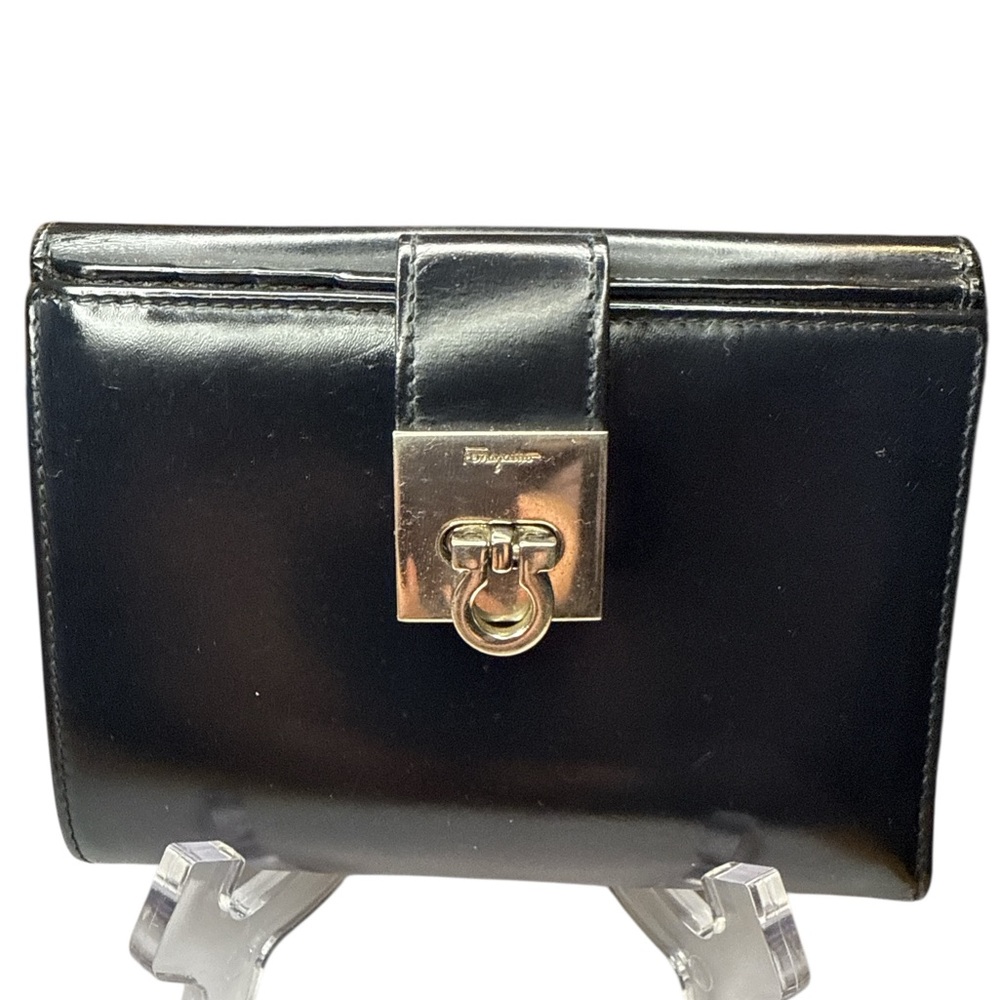 Salvatore Ferragamo EUC Wallet with Gold Clasp